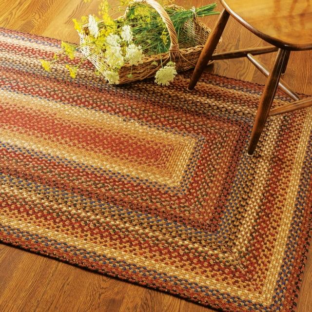 Homespice - Biscotti Braided Rectangular Rug, Ideal as Country Bathroom Rugs and Rustic Kitchen Rugs - Printed Cotton Fabric, Flat, Soft, and Reversible - Luxury Brown and Cream Rug, 27x45 Inches