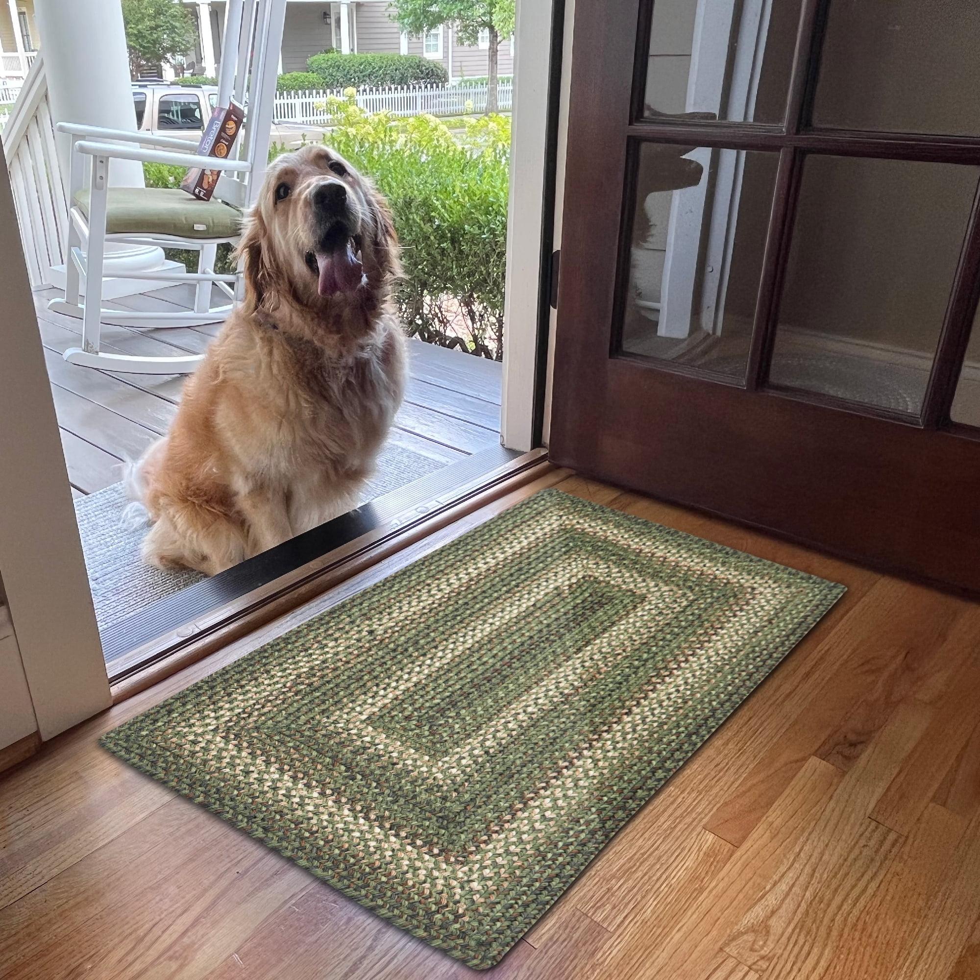 Cedar Ridge Green and Brown Braided 27" x 45" Wool-Blend Rug