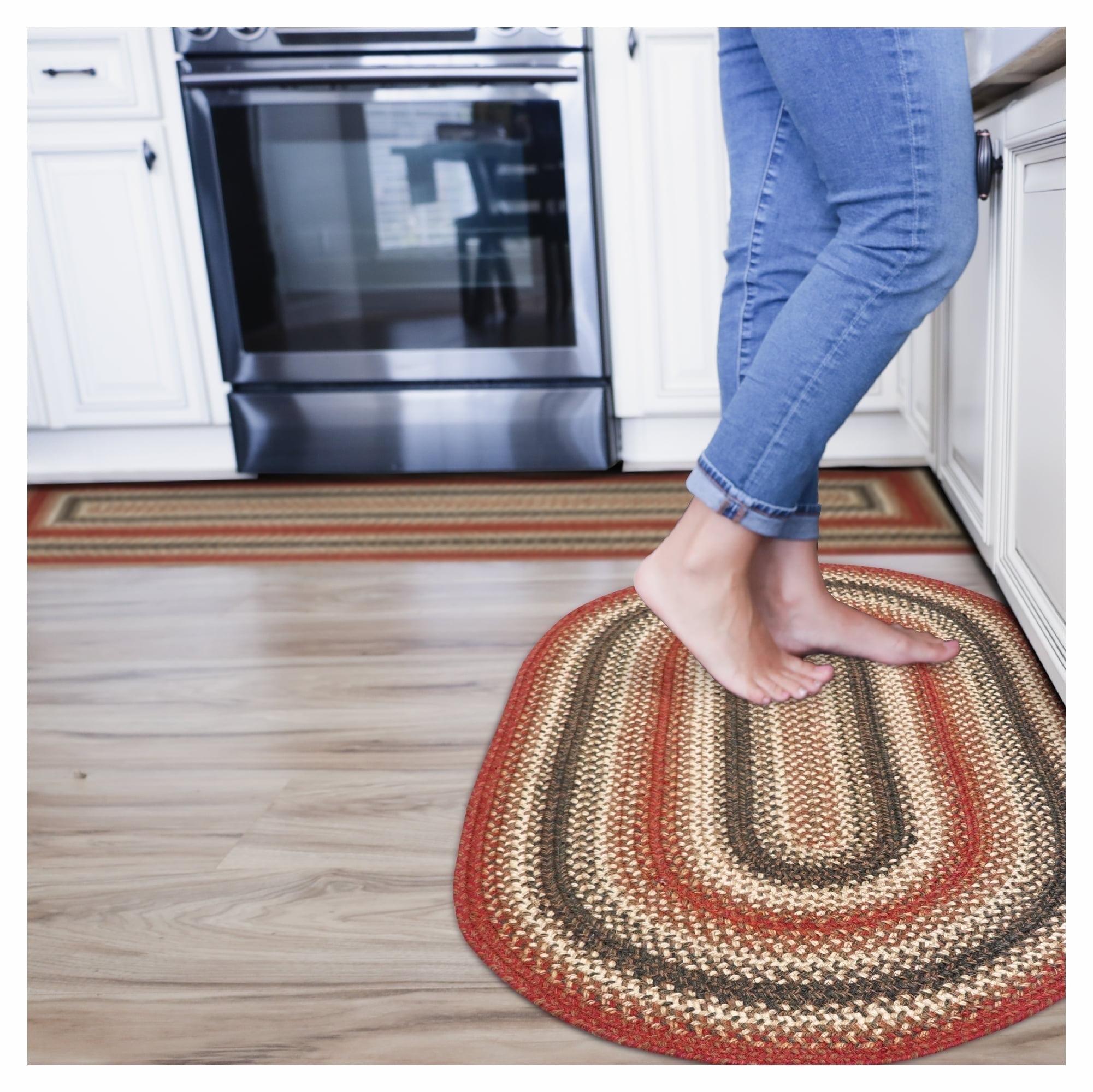 Chester Oval Braided Jute Rug 20" x 30" in Rustic Red, Brown, and Cream