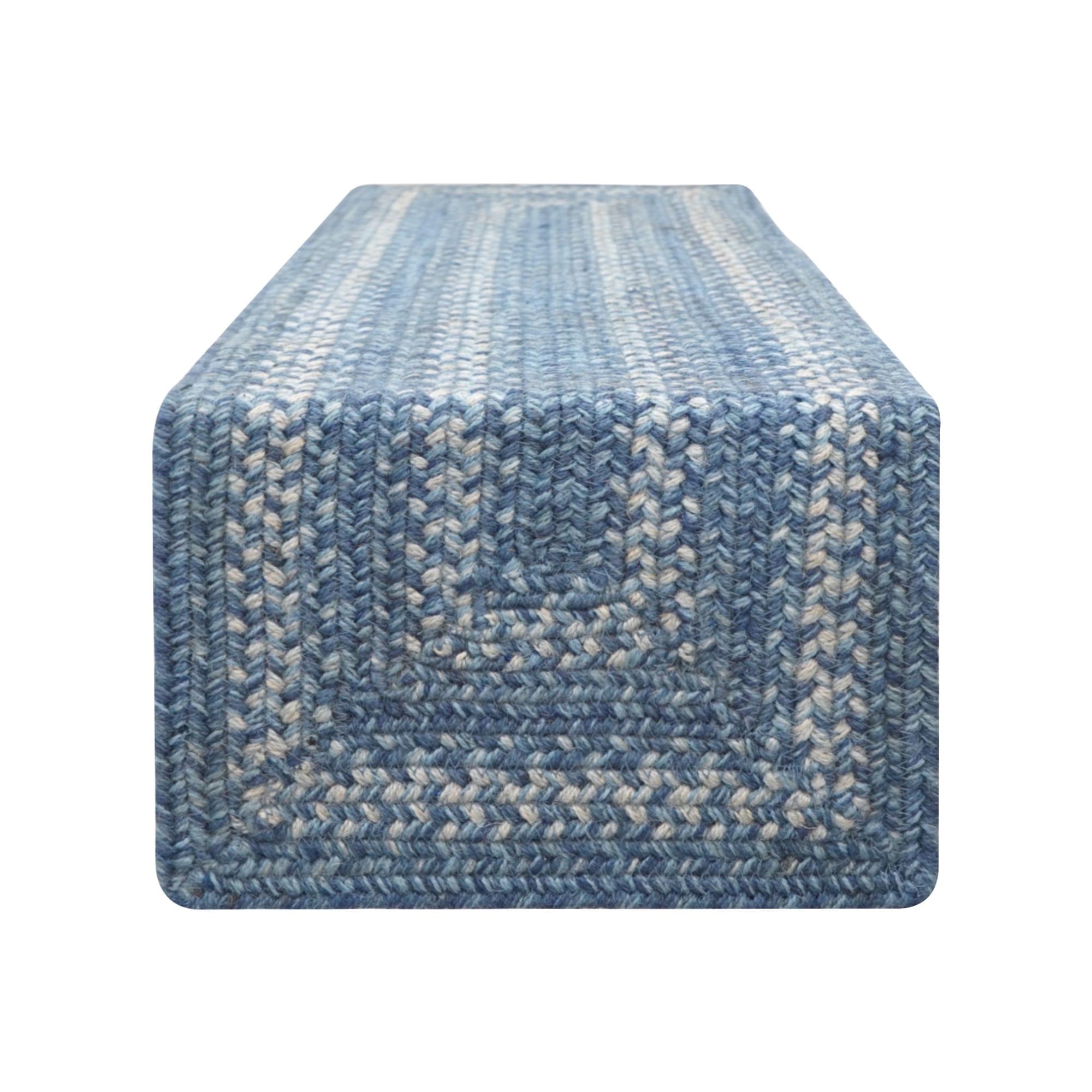 Homespice - Denim Blue Runner for Table 11x36 inches, a Long and Thick Table Runner to Use as a Coastal Style Dinner Table Runner - Handmade from Premium Jute - Reversible and Durable Braided Runner