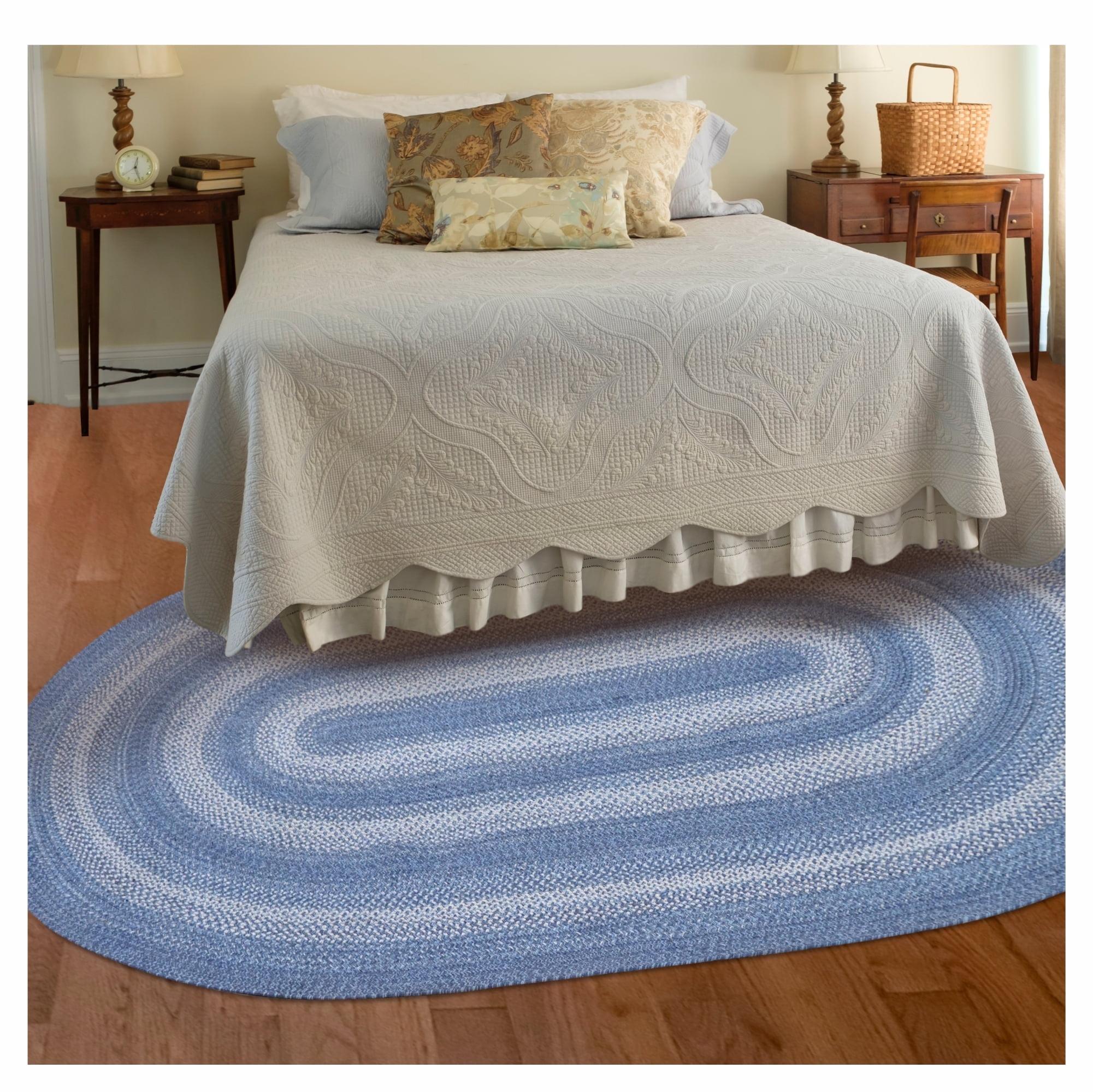 Damell Braided Non-Shedding Reversible Jute Blue Rug