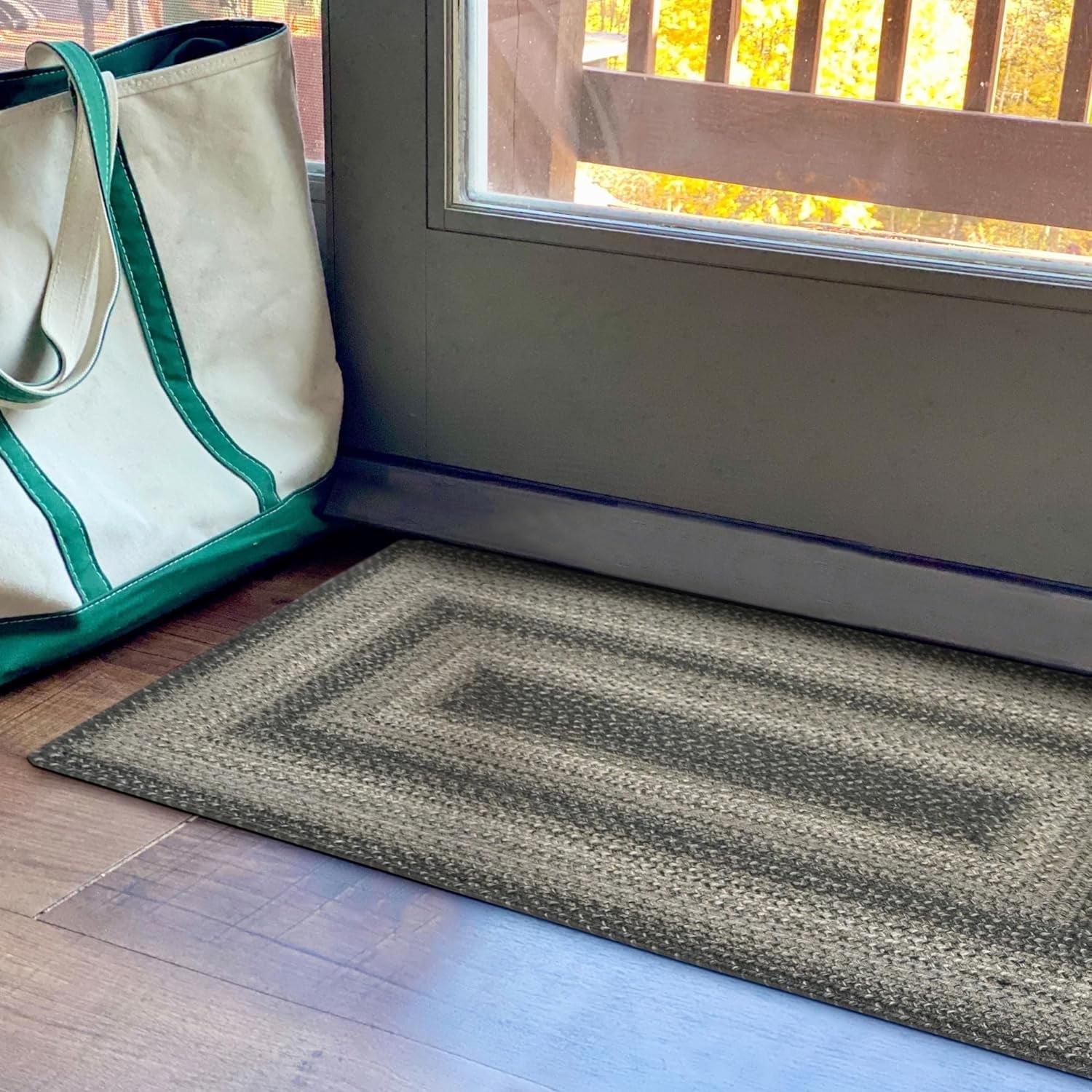 Homespice Flint Hill Gray Braided Rugs 20x30 Kitchen Rugs or Primitive Bathroom Rugs