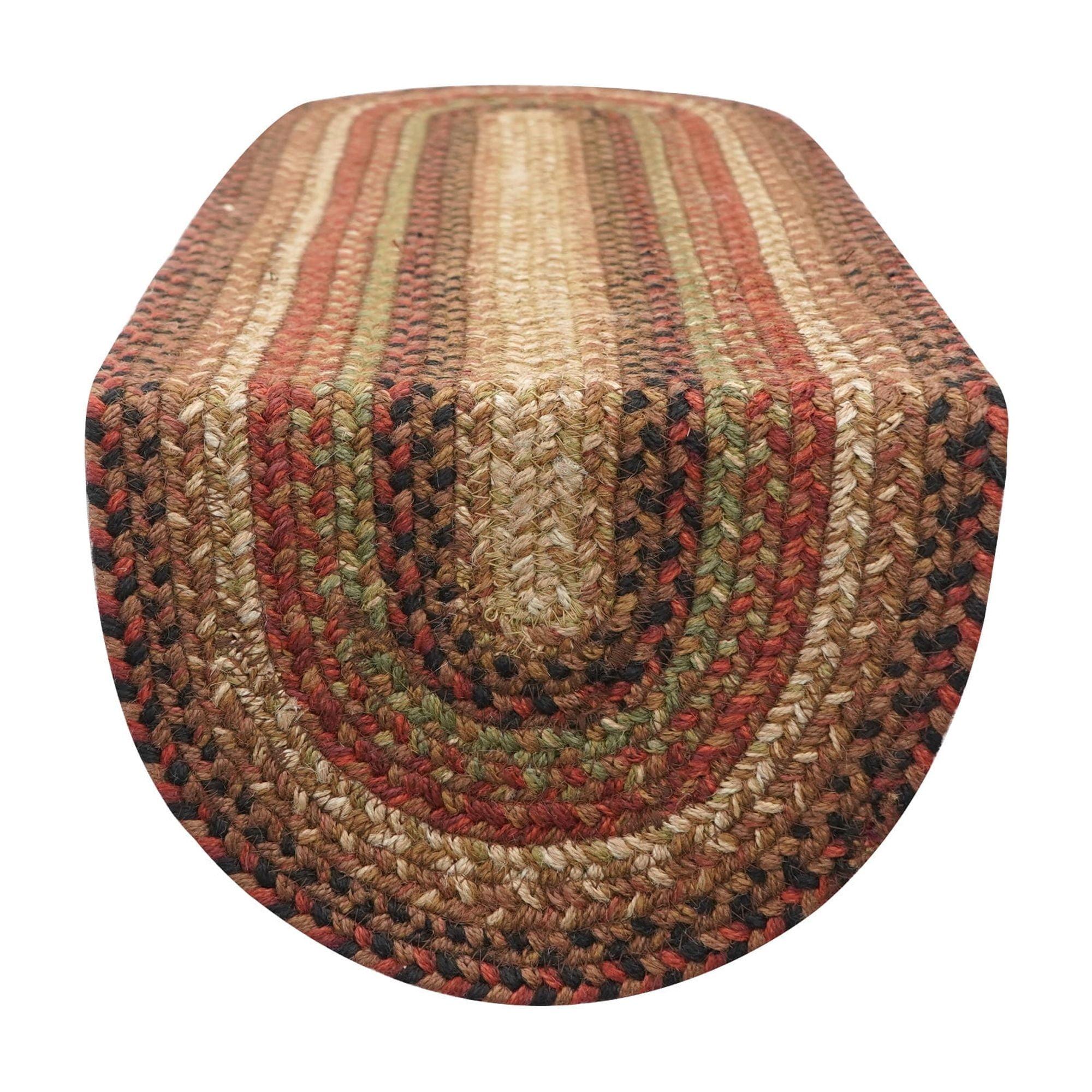 Gingerbread Multicolor Jute Braided Oval Table Runner 11x36 Inches