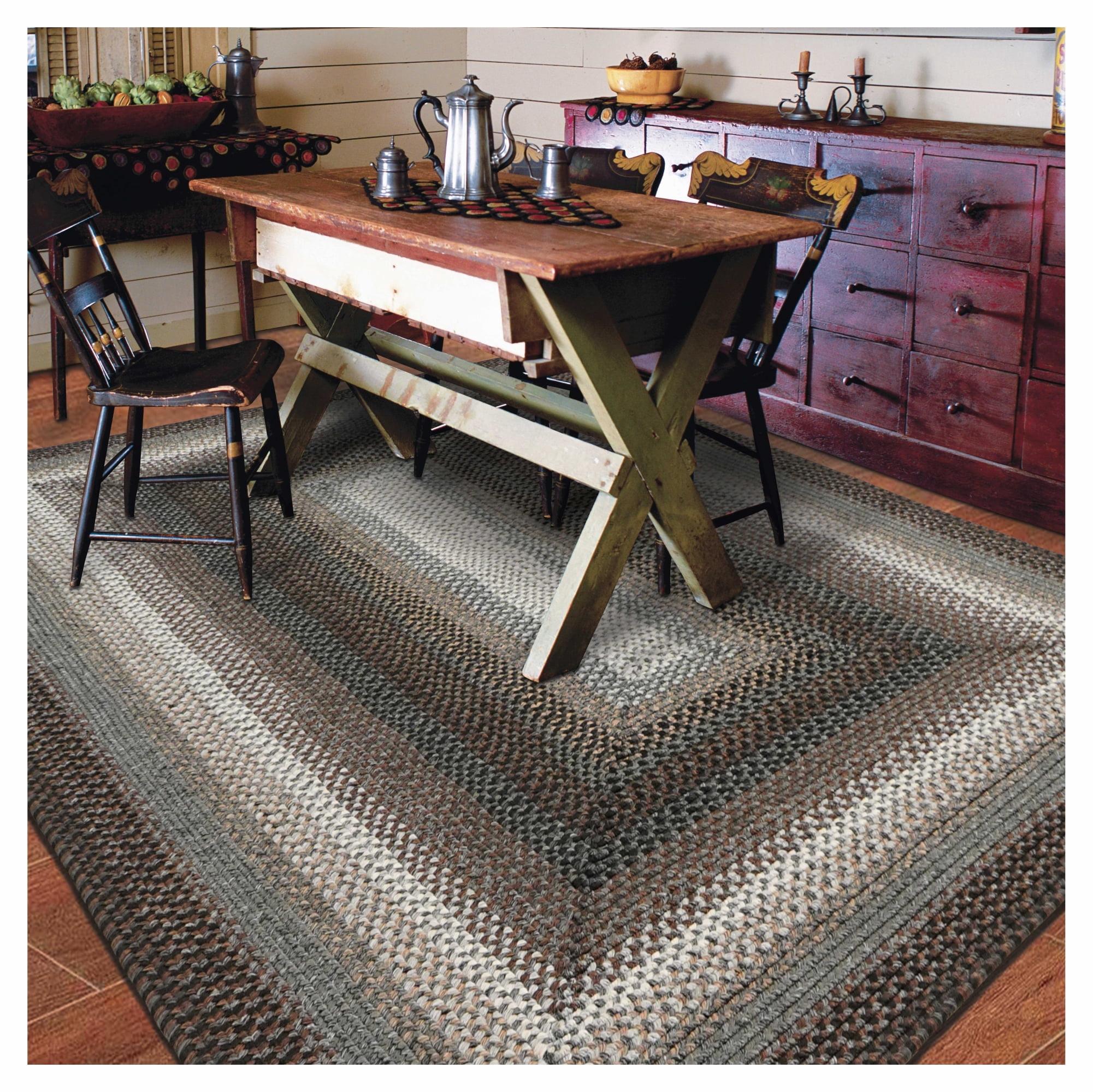 Homespice Midnight Moon Washable 8x10' Rug for Living Room, Bedroom Rug and Dining Room, Indoor-Outdoor Patio Rug Pet Friendly. Decor Style- Farmhouse Rug, Rustic, Country, Black Braided Rug