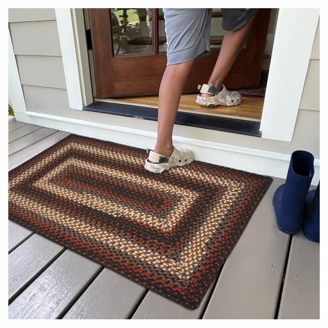 Homespice Montgomery Braided Rug 20x30, Washable Outdoor Rug and and Rustic Entry Mat