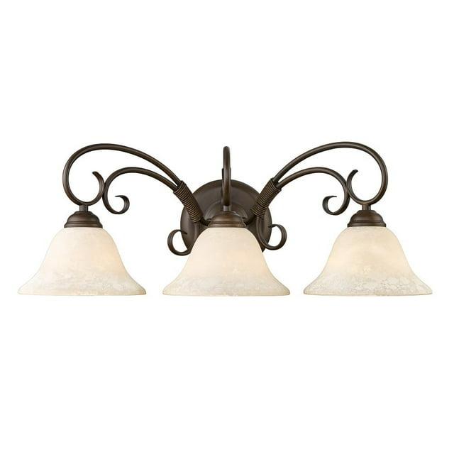 Golden Lighting Homestead 3-Light Vanity Light in Rubbed Bronze with Tea Stone Glass