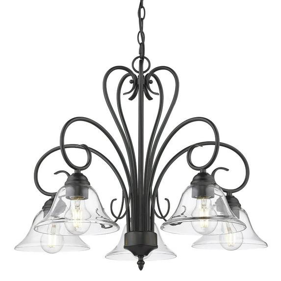Golden Lighting Homestead 5-Light Chandelier in Matte Black with Clear Glass