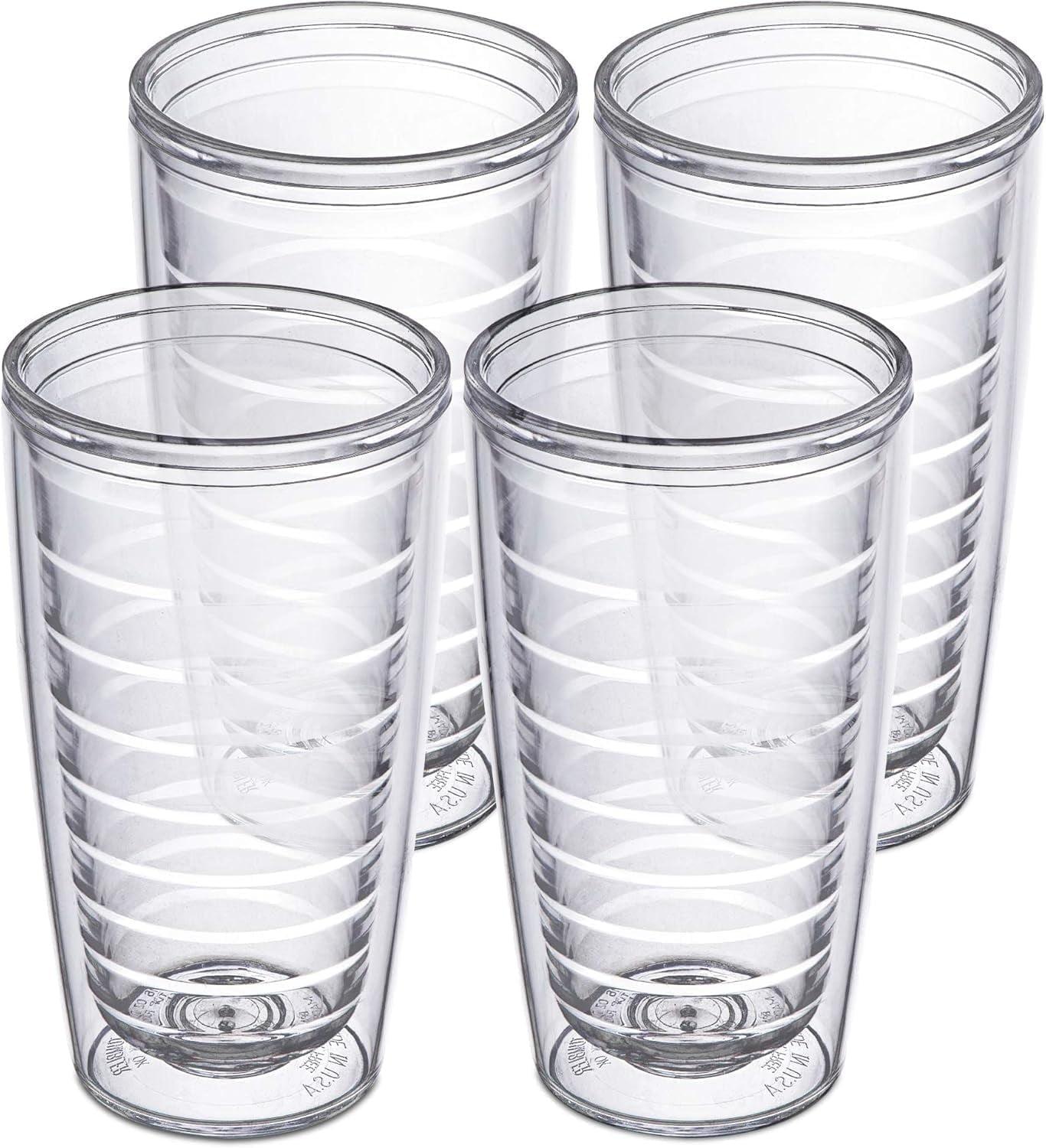 Homestead Choice Insulated Tumblers, 16oz 4-Pack Double Walled Clear Insulated Drinking Glasses Cup
