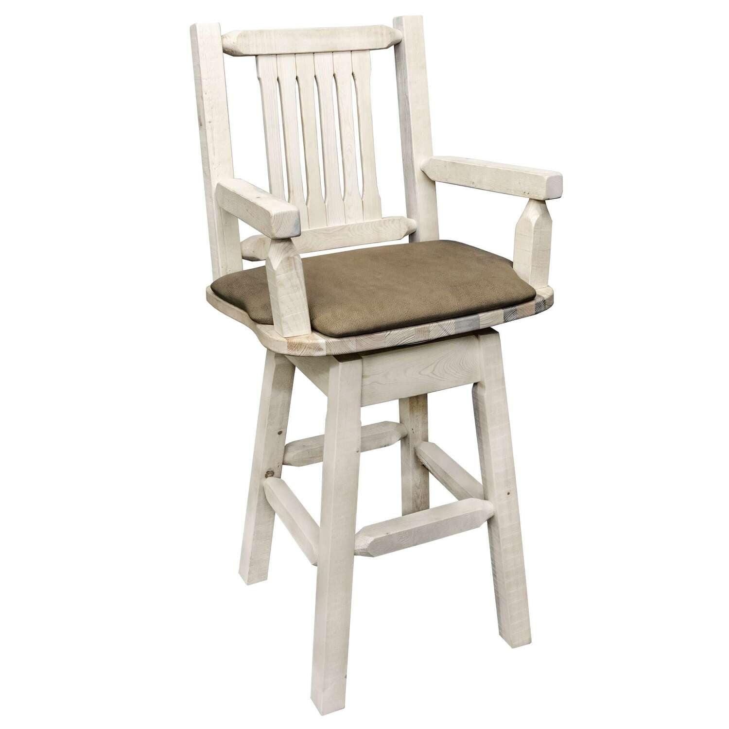 Montana Homestead 30" Unfinished Pine Swivel Captain's Barstool