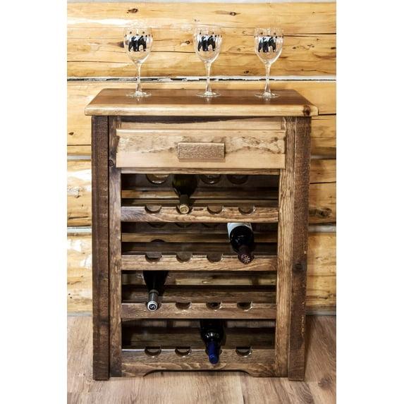 Homestead Collection Wine Cabinet, Stain & Clear Lacquer Finish