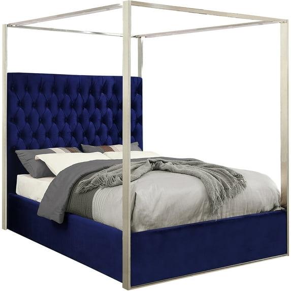 Porter Navy Velvet King Bed-Color:Navy Velvet,Style:Contemporary