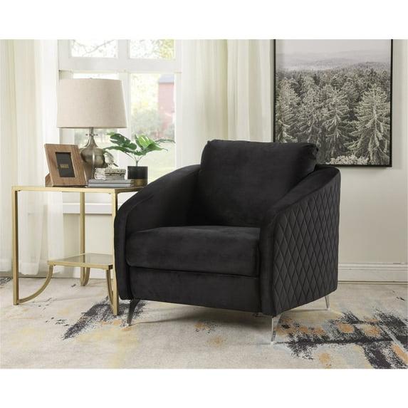 Lilola Sofia Black Velvet Fabric Elegant Modern Chic Accent Arm Chair