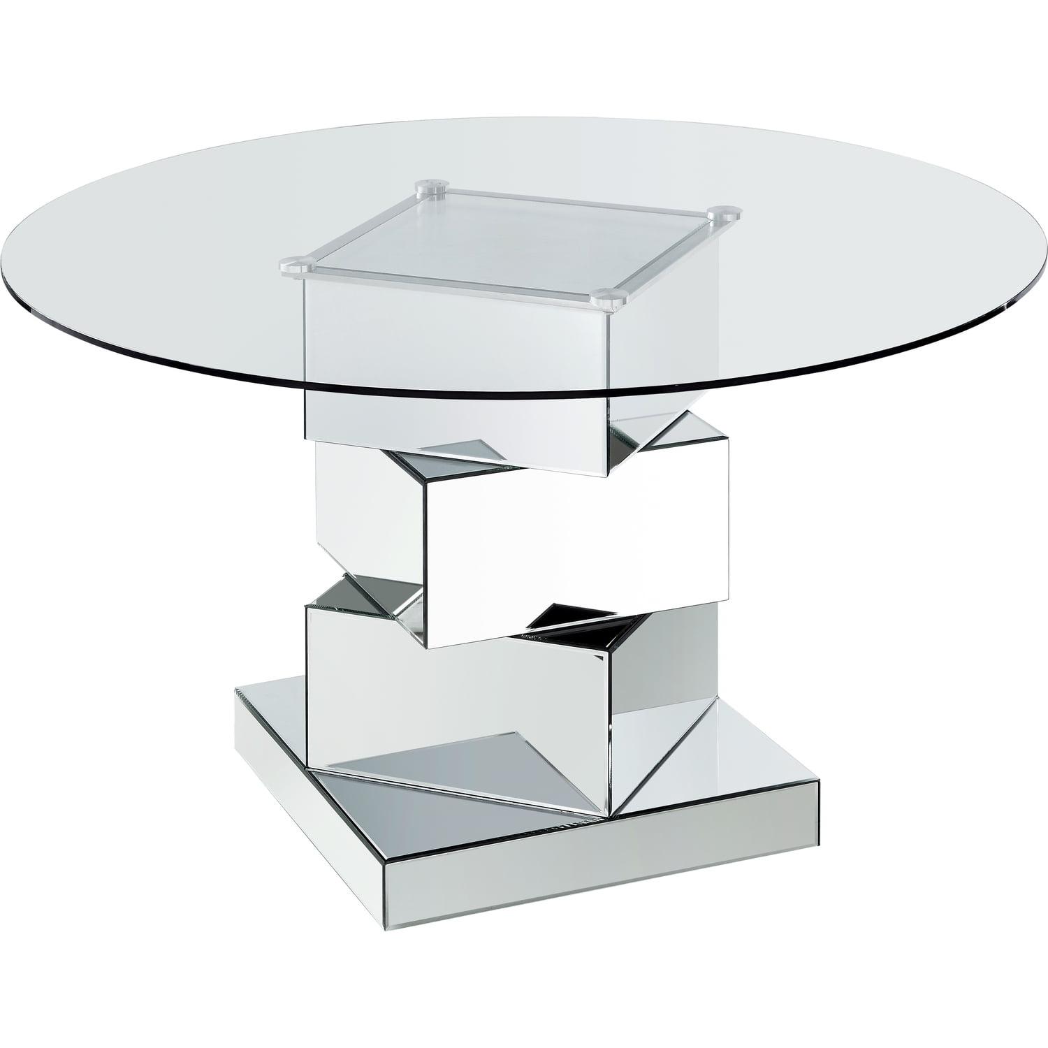 Meridian Furniture Haven Contemporary Glass Dining Table in Chrome