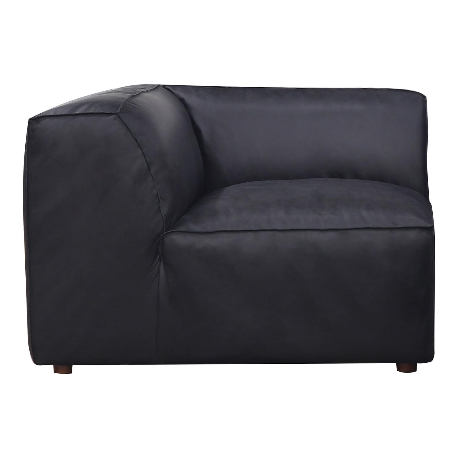 Moe's Home Collection Form Corner Chair Vantage Black Leather Leather