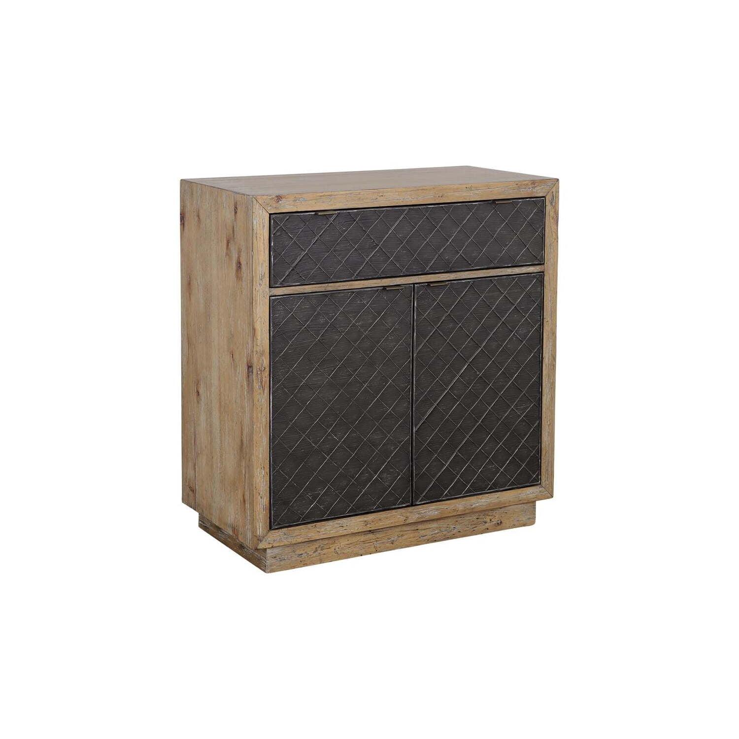 Rustic Black and Natural Two Door Cabinet with Drawer