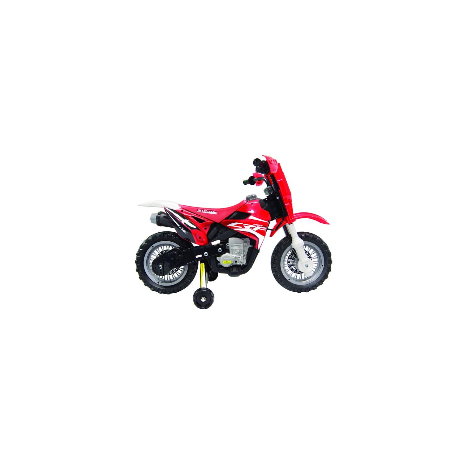 Red 6-Volt Kids' Honda CRF250R Dirt Bike with Training Wheels