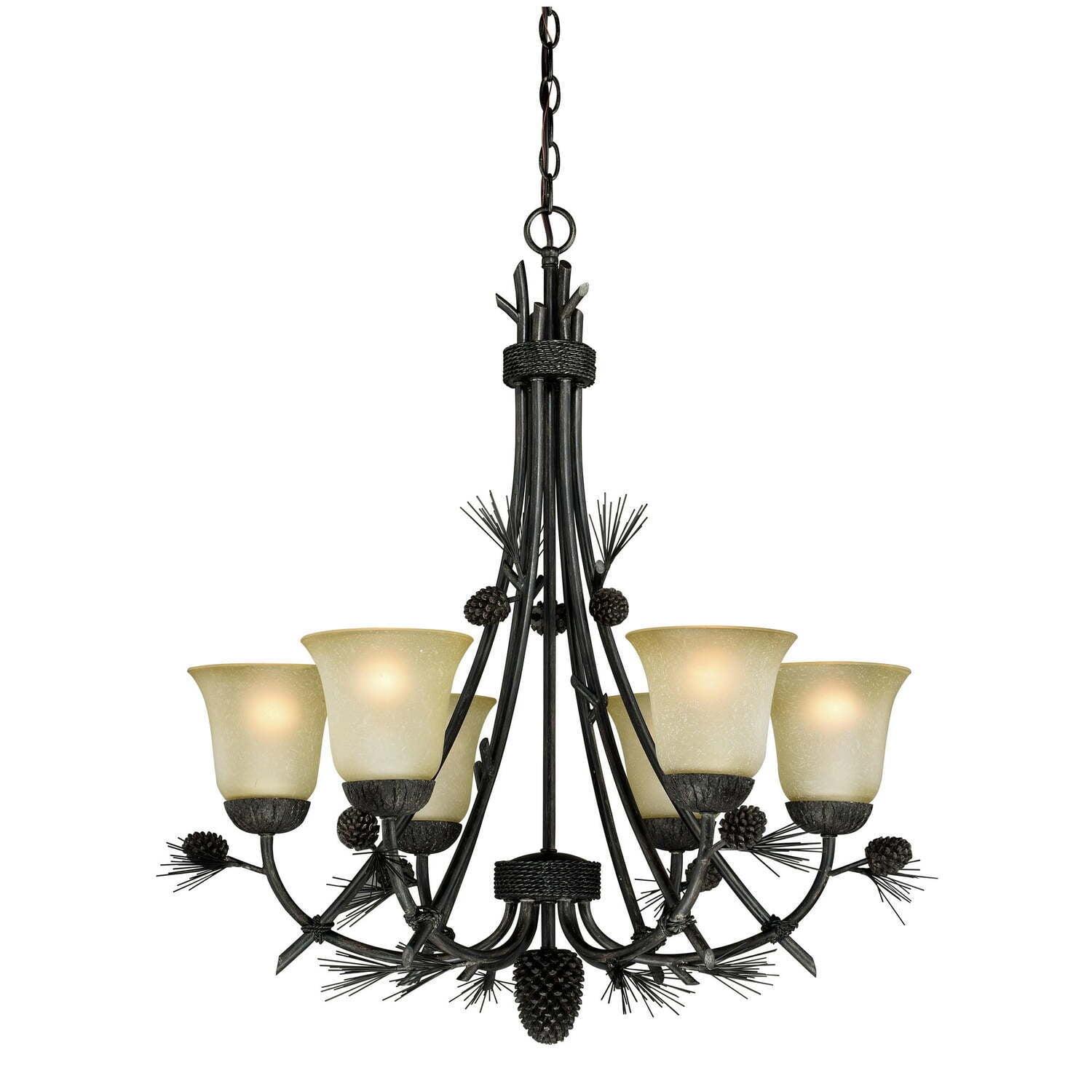 Vaxcel Sierra 6 - Light Chandelier in  Black Walnut