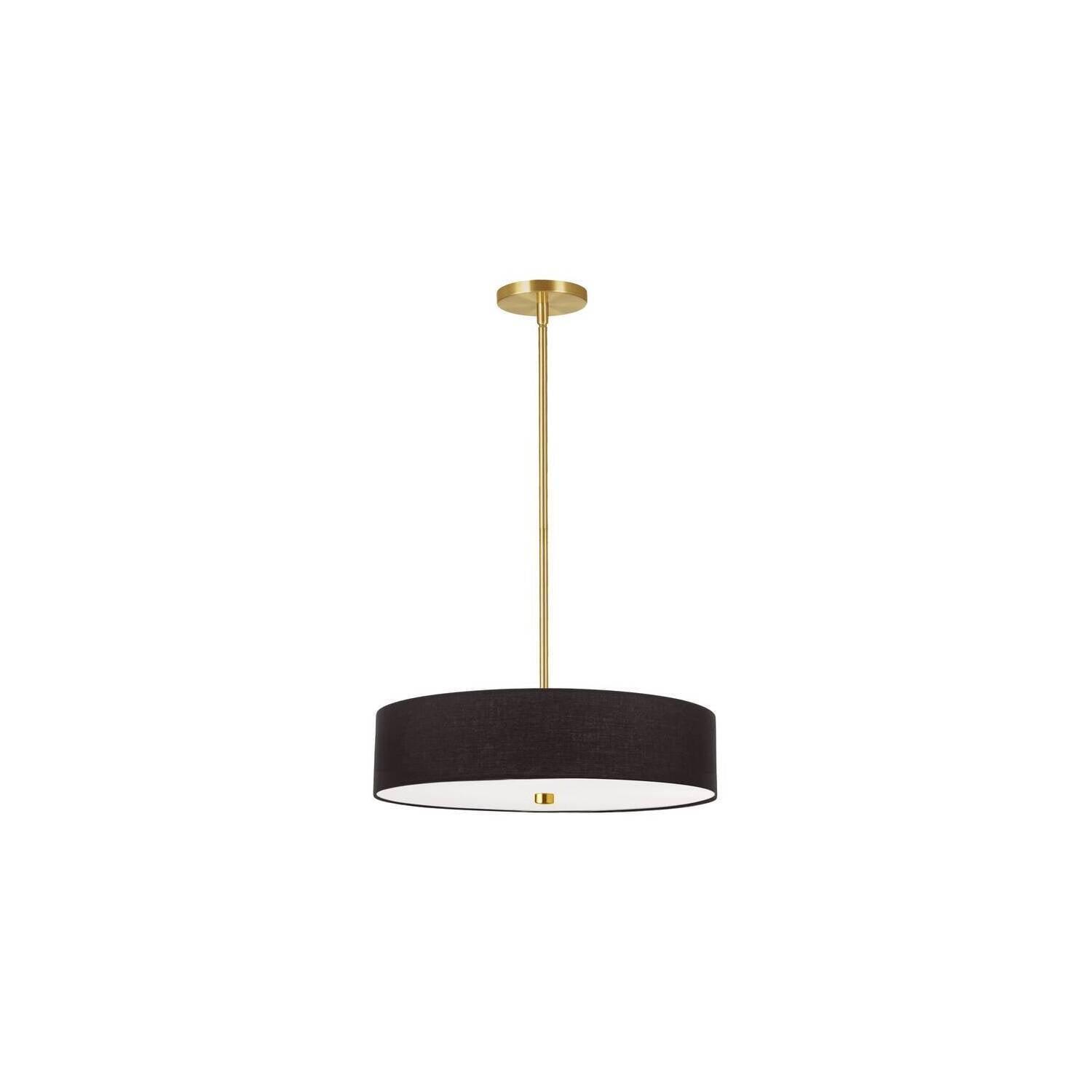 Dainolite - Everly - 4 Light Pendant-Aged Brass Finish-Black  Shade Color