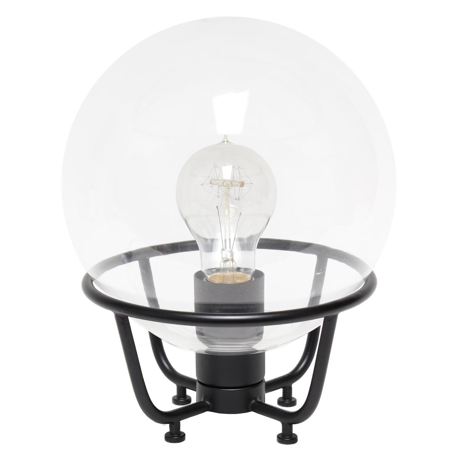 Lalia Home Old World Globe Glass Table Lamp Matte Black: No Assembly, UL Listed, Inline Switch
