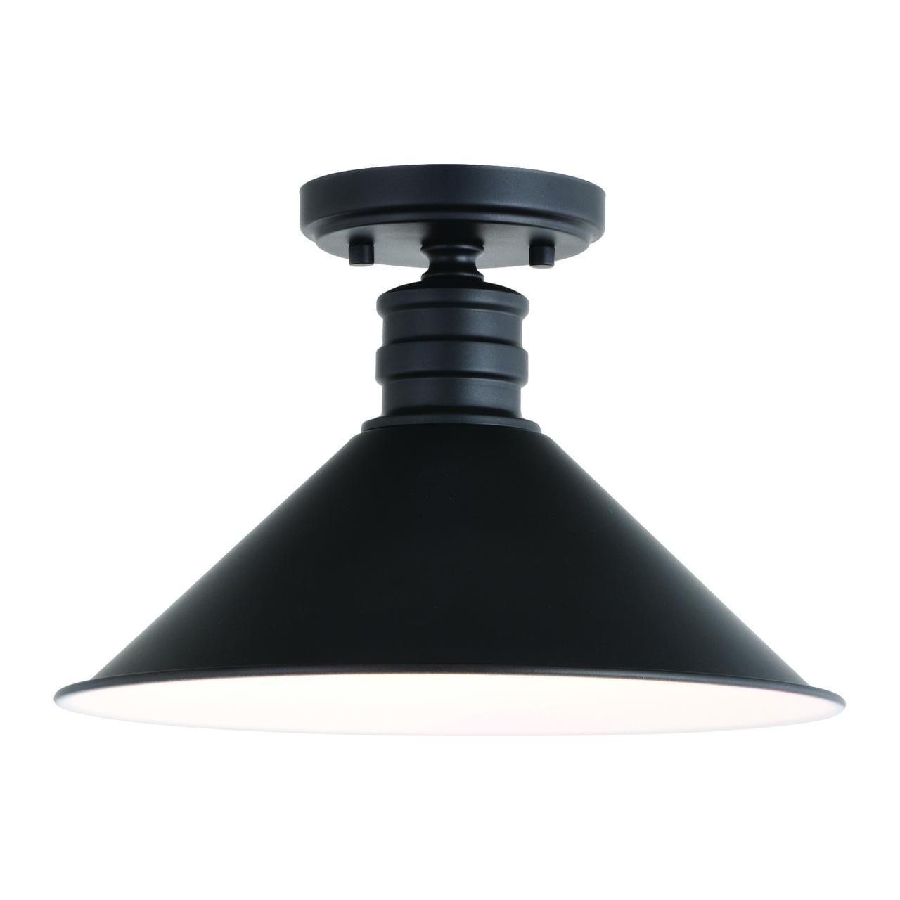 VAXCEL Akron 12-in W Bronze Metal Industrial MCM Cone Semi Flush Mount Ceiling Light