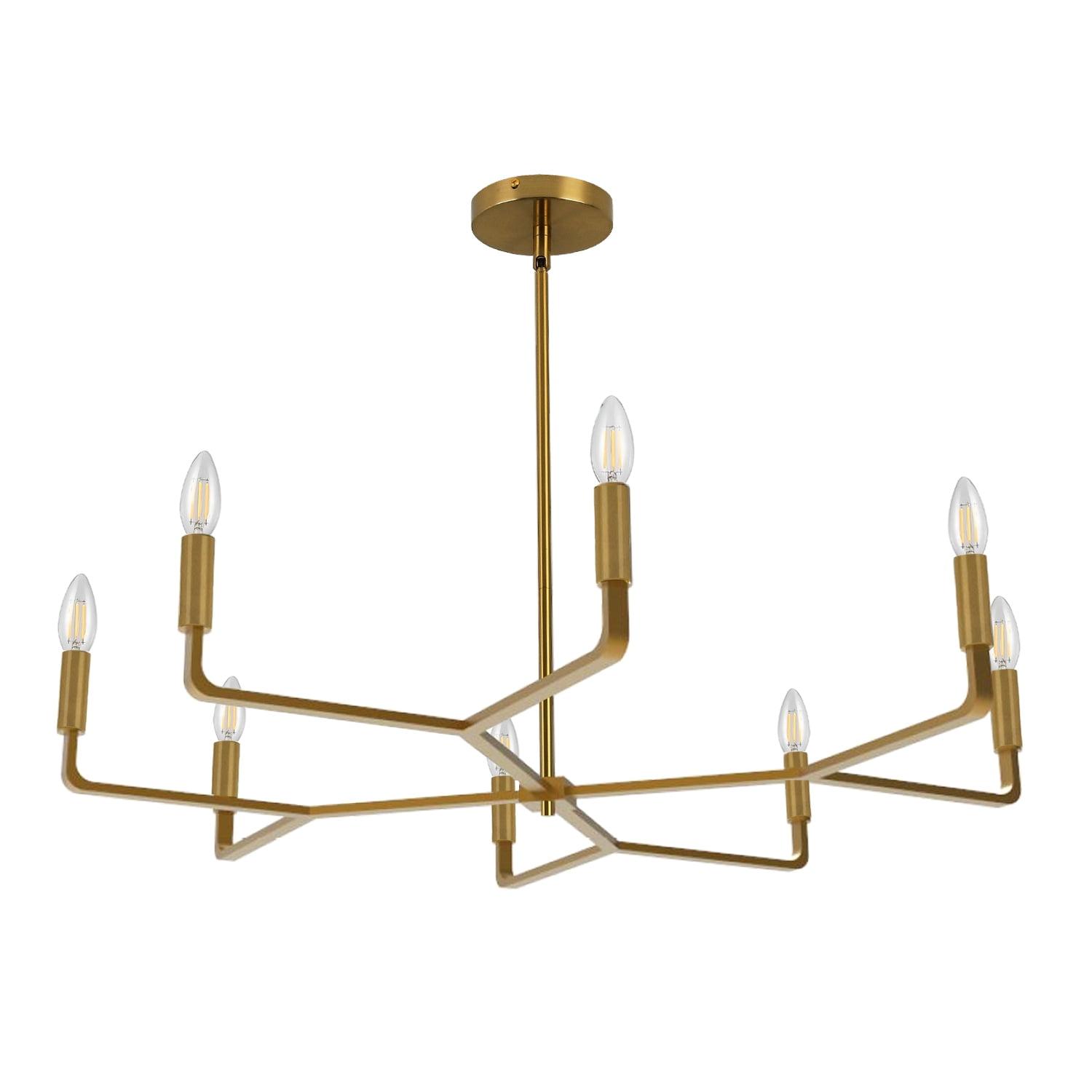 Aged Brass 8-Light Candle Style Metal Chandelier