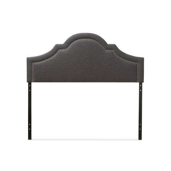 Queen Avignon Modern Fabric Upholstered Headboard Dark Gray - Baxton Studio: Chic Metallic Trim, Rubberwood Frame, Adjustable Height