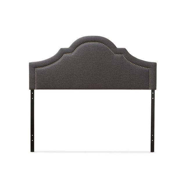 Queen Avignon Modern Fabric Upholstered Headboard Dark Gray - Baxton Studio: Chic Metallic Trim, Rubberwood Frame, Adjustable Height