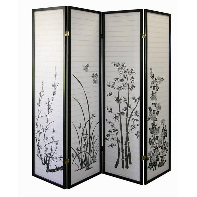 4-Panel Room Divider - Floral