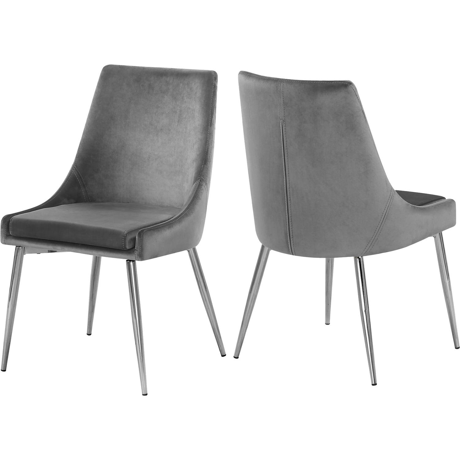 Modern Gray Velvet Upholstered Armless Side Chair