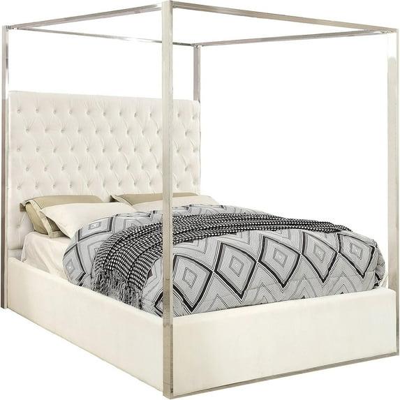 Porter White Velvet King Bed-Color:White Velvet,Style:Contemporary