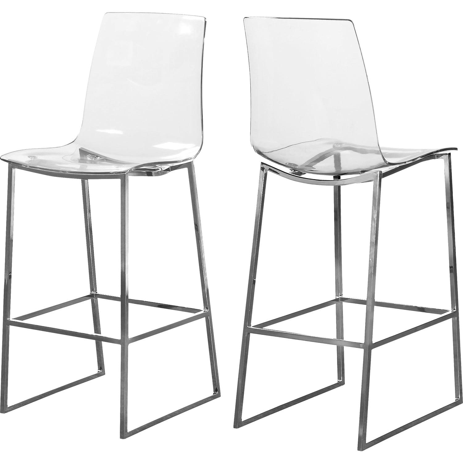 Lumen 42" Chrome Metal and Acrylic Counter Stool