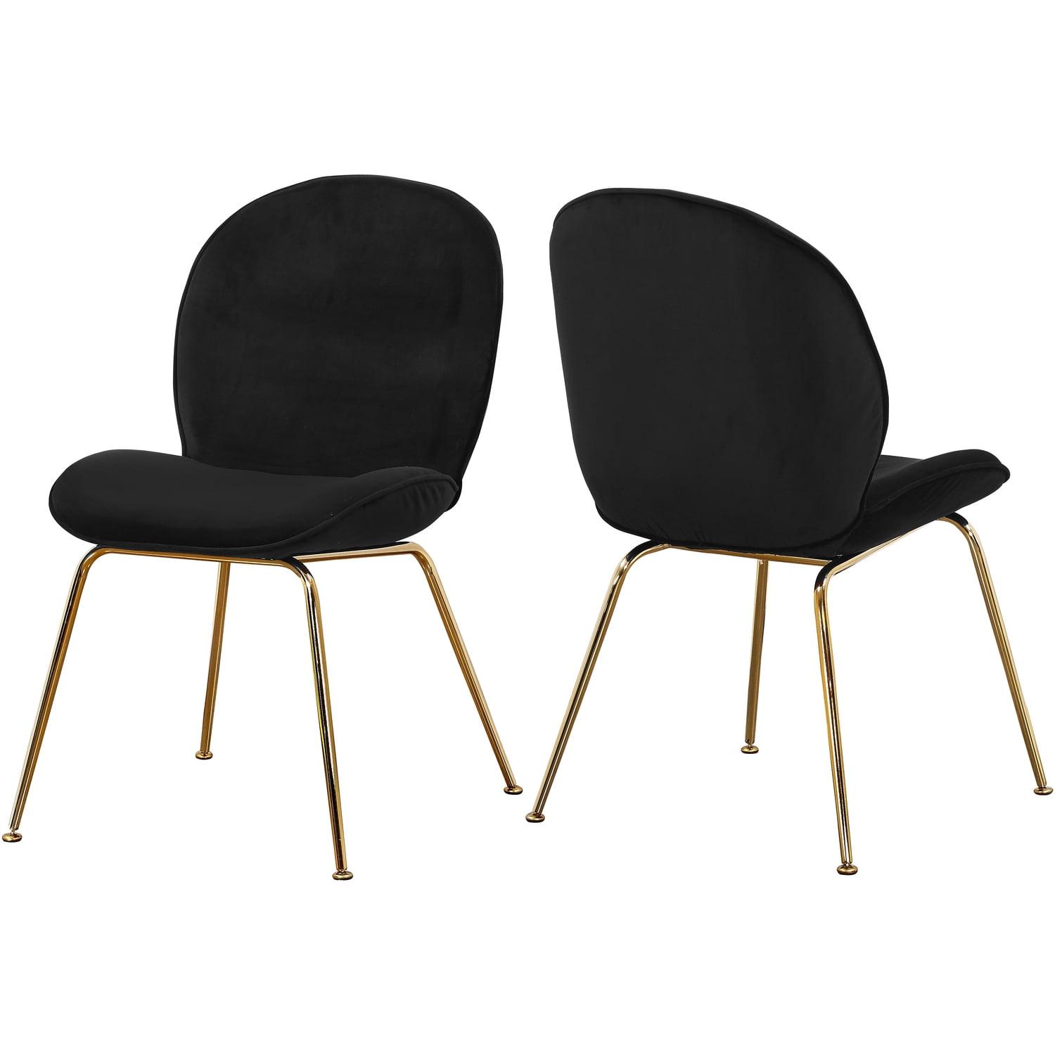 Parisian Noir Velvet Upholstered Dining Chair with Gold Metal Legs