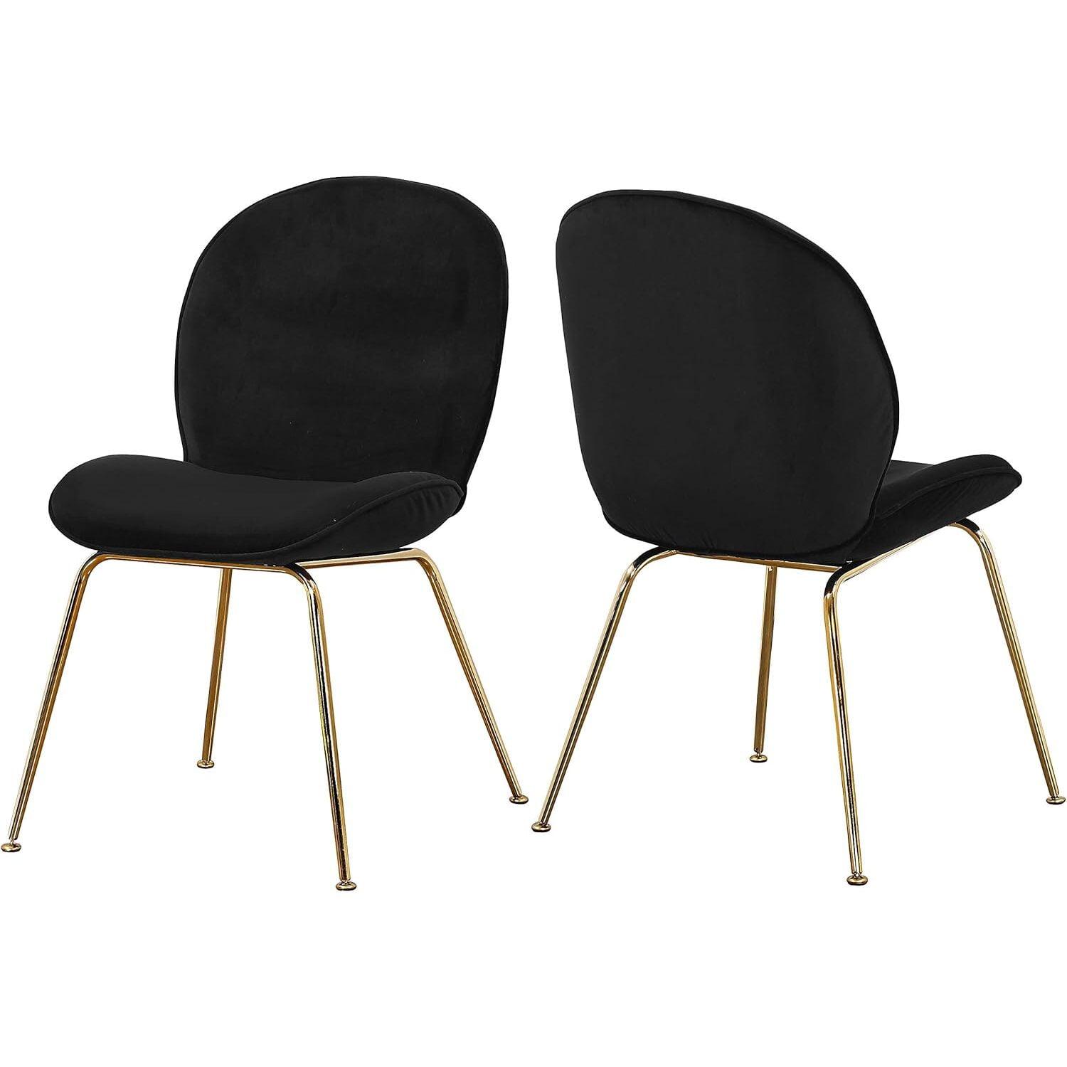 Homestock Mediterranean Magic Black Velvet Dining Chair, Set of 2