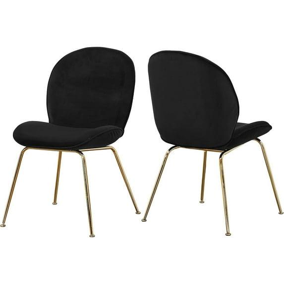 Homestock Mediterranean Magic Black Velvet Dining Chair, Set of 2