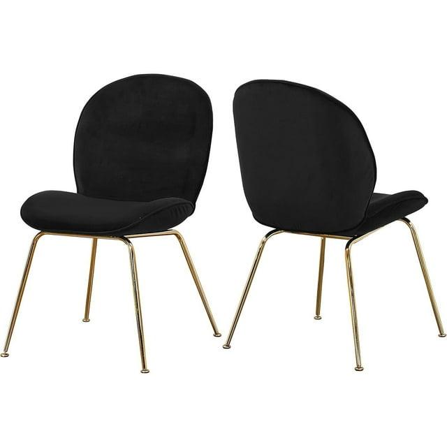 Homestock Mediterranean Magic Black Velvet Dining Chair, Set of 2