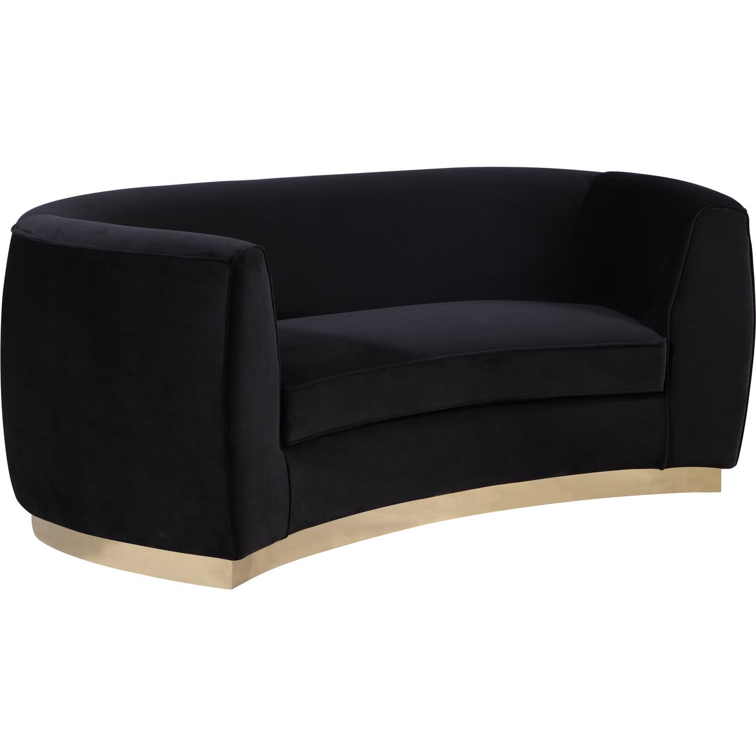 Meridian Furniture Julian Contemporary Velvet Loveseat in Black