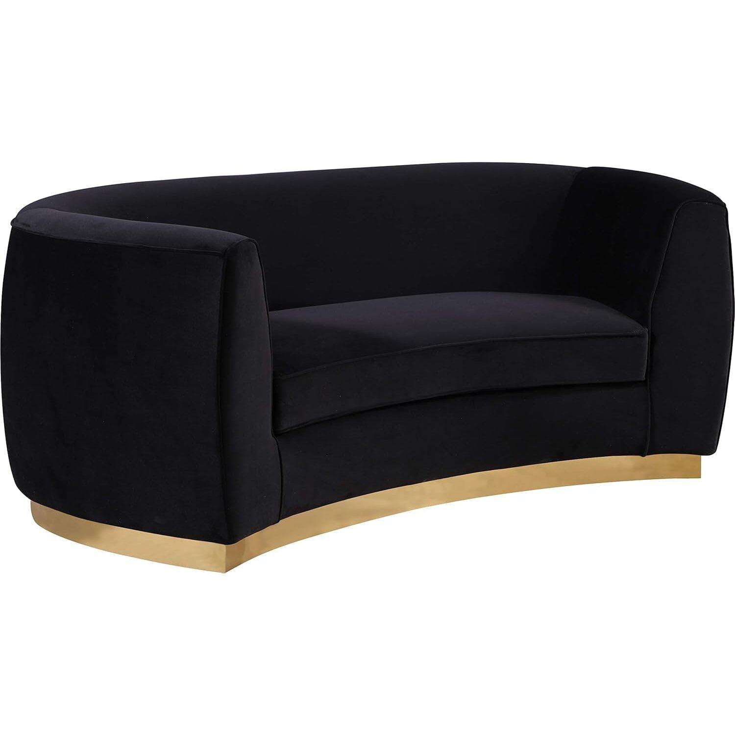 Meridian Furniture Julian Contemporary Velvet Loveseat in Black