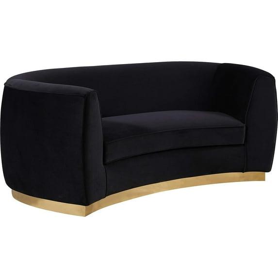 Meridian Furniture Julian Contemporary Velvet Loveseat in Black