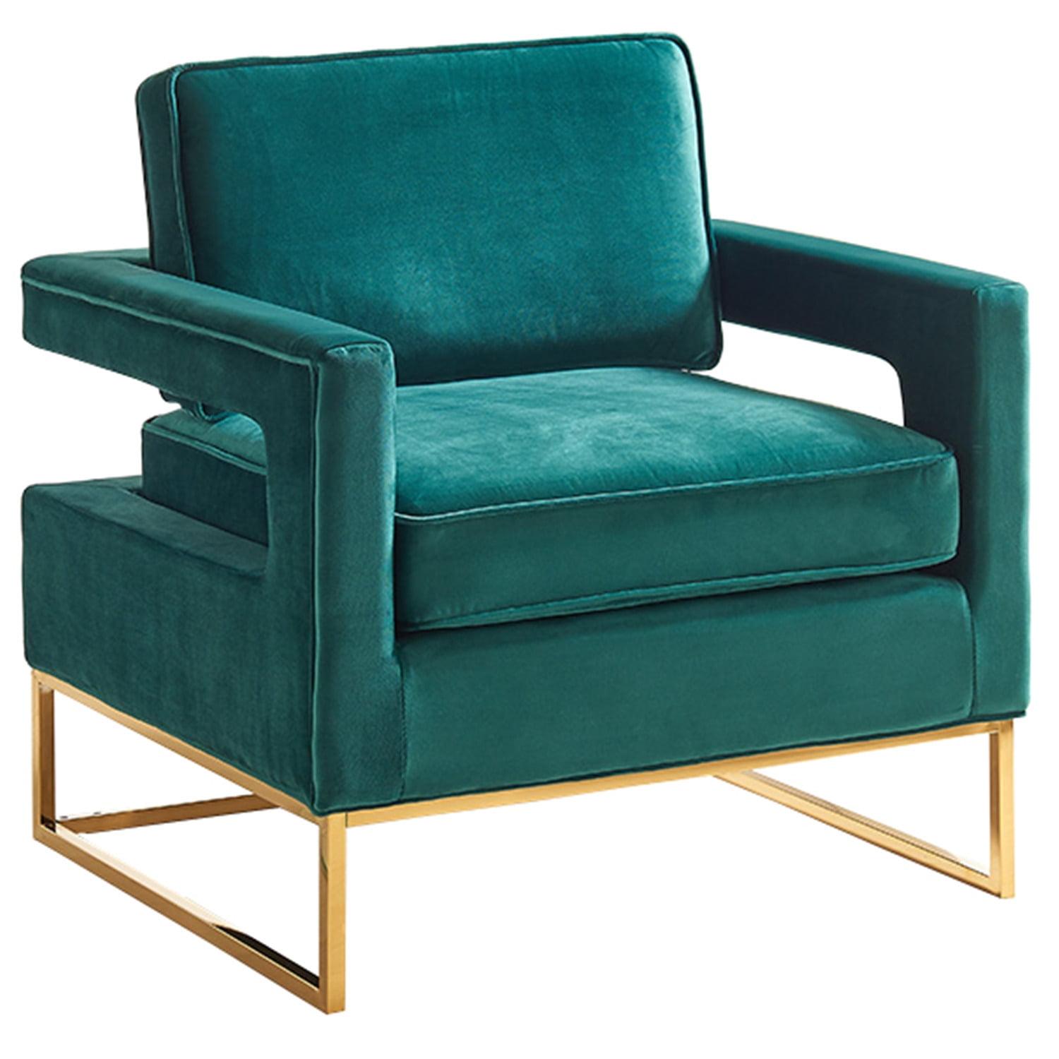 Meridian Furniture Noah Green Velvet Accent Chair with Gold Iron Base