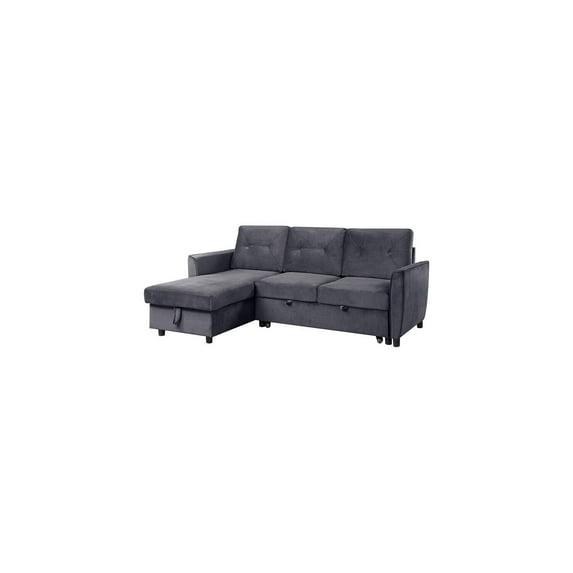 Hudson Dark Gray Velvet Two-Piece Sectional Sofa with Storage