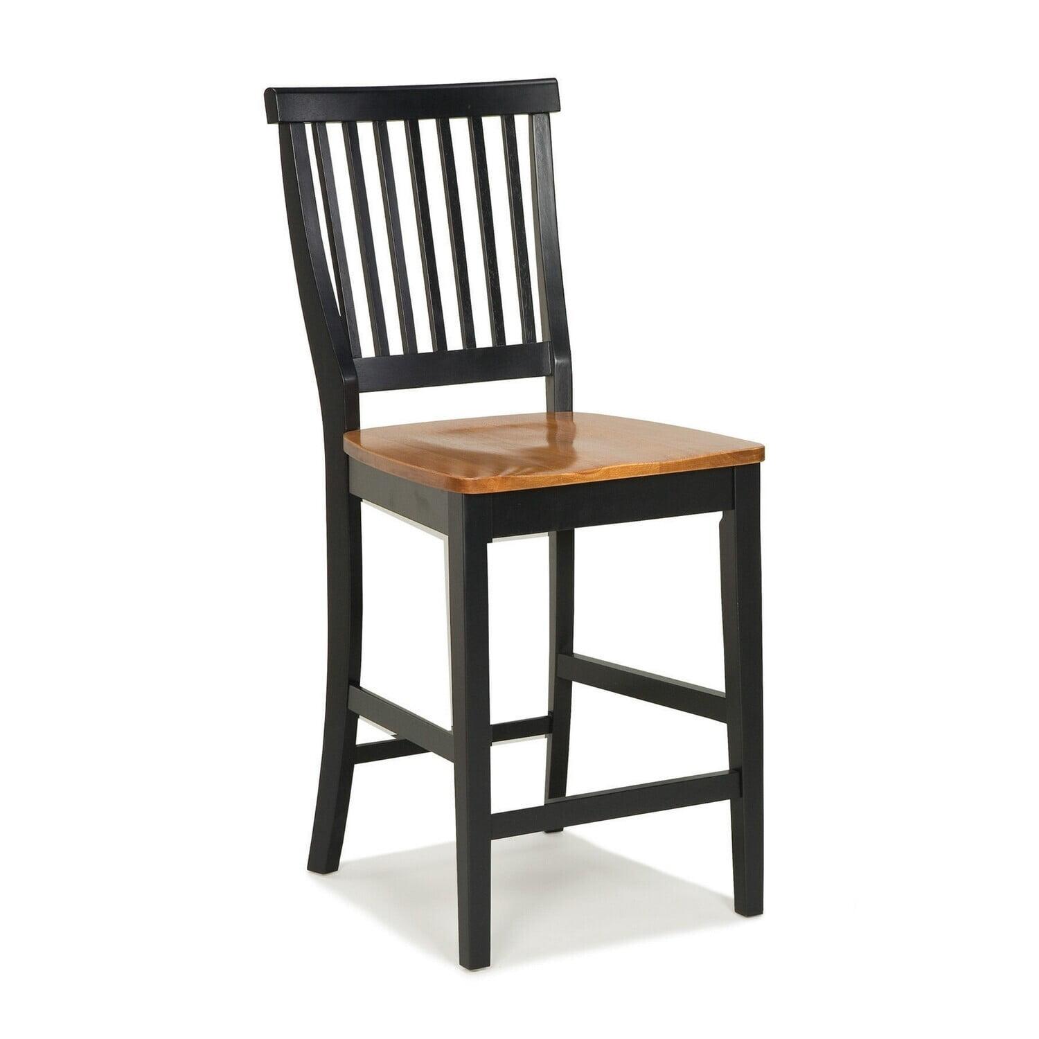 Cottage Comfort Black and Oak 24" Counter Stool with Slat Back