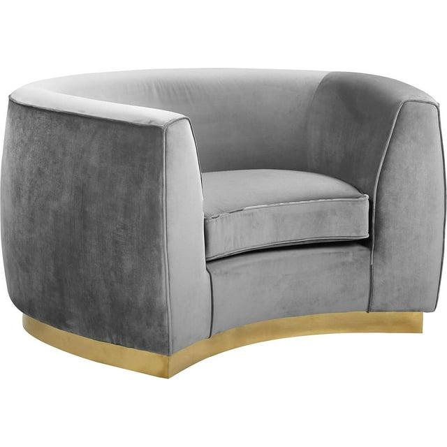 Homestock Rustic-Refinement Grey Velvet Chair