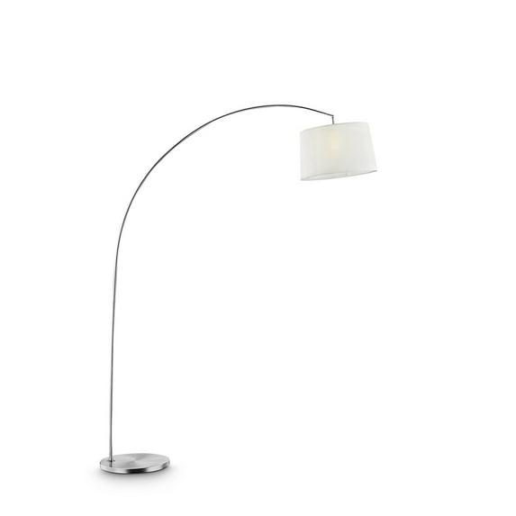 Homestock Rustic Romance 84.5" Tall Metal Arch Floor Lamp "Oma" with Silver finish, White Fabric Shade