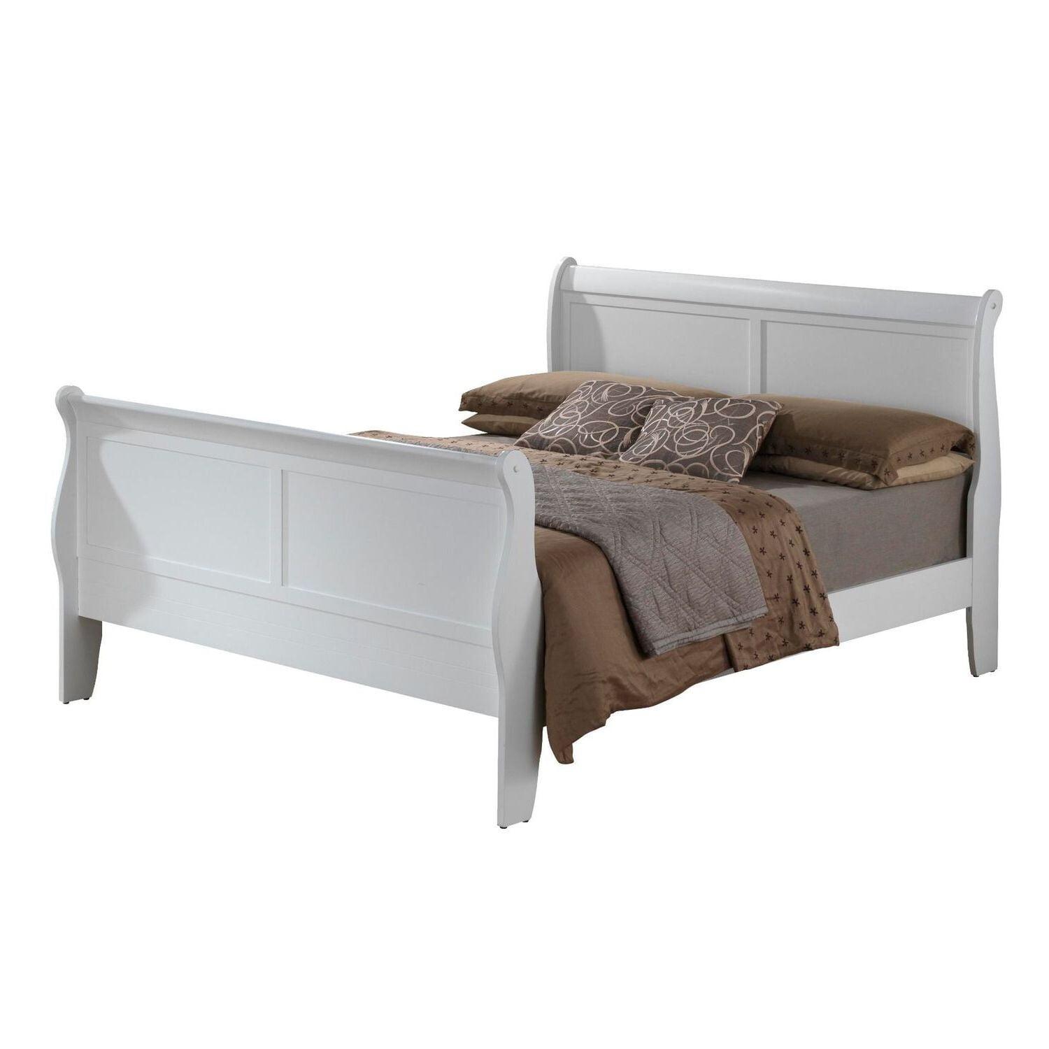 Glory Furniture Louis Phillipe Queen Classic Wood Sleigh Beds, White