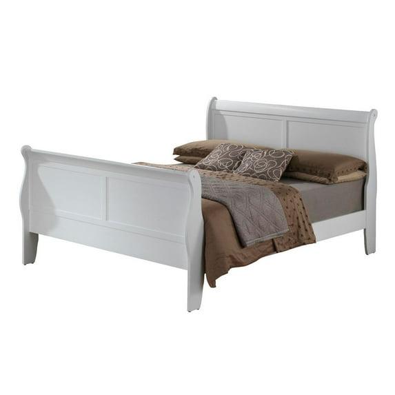 Glory Furniture Louis Phillipe Queen Classic Wood Sleigh Beds, White