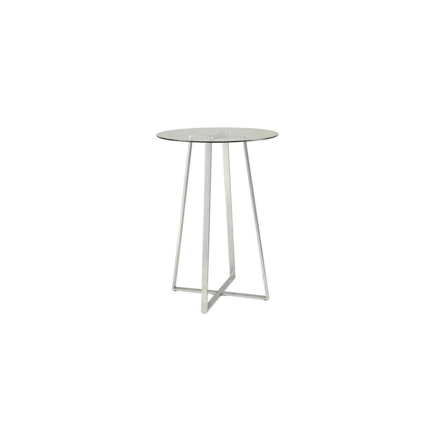 Zanella Round Clear Glass and Chrome Bar Height Table