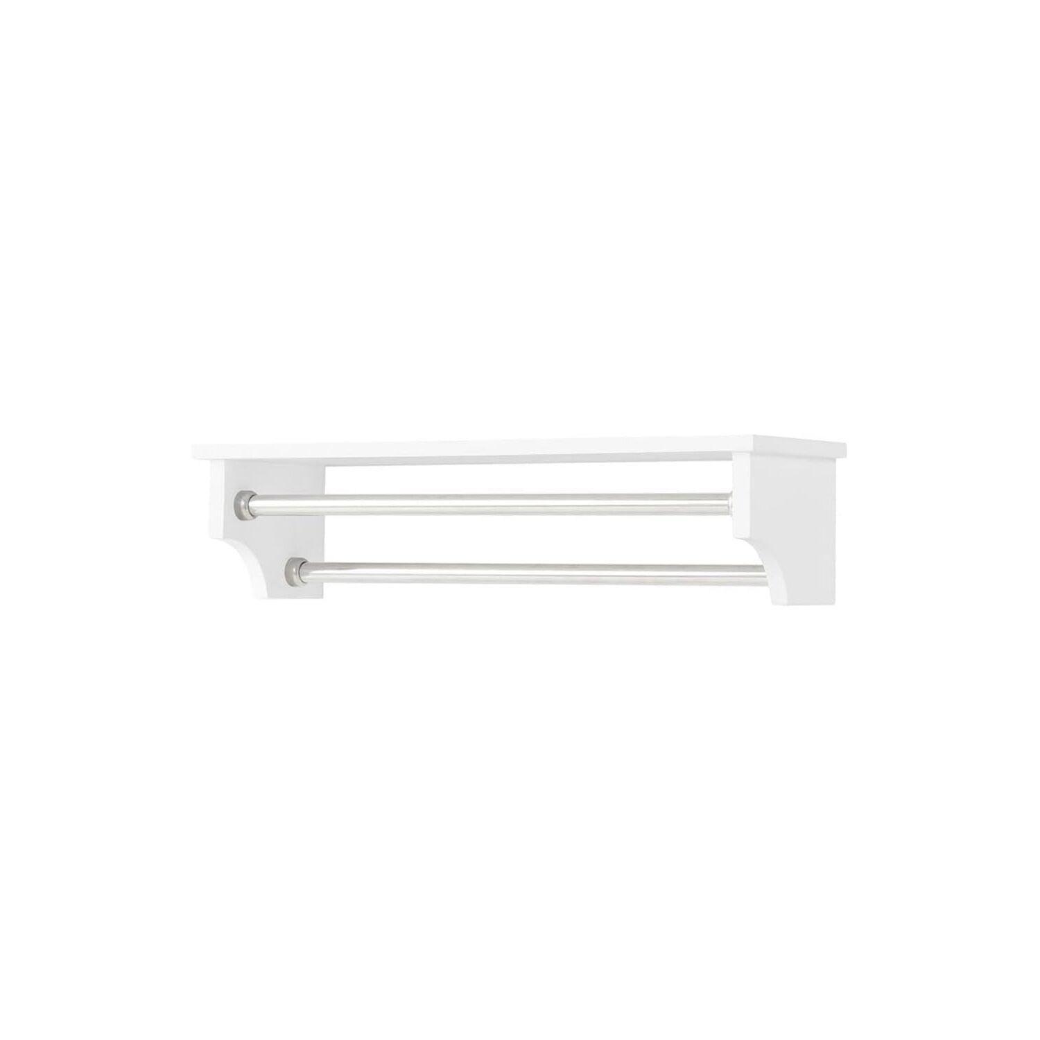 Dover Bathroom Shelf with Two Towel Rods White - Alaterre Furniture