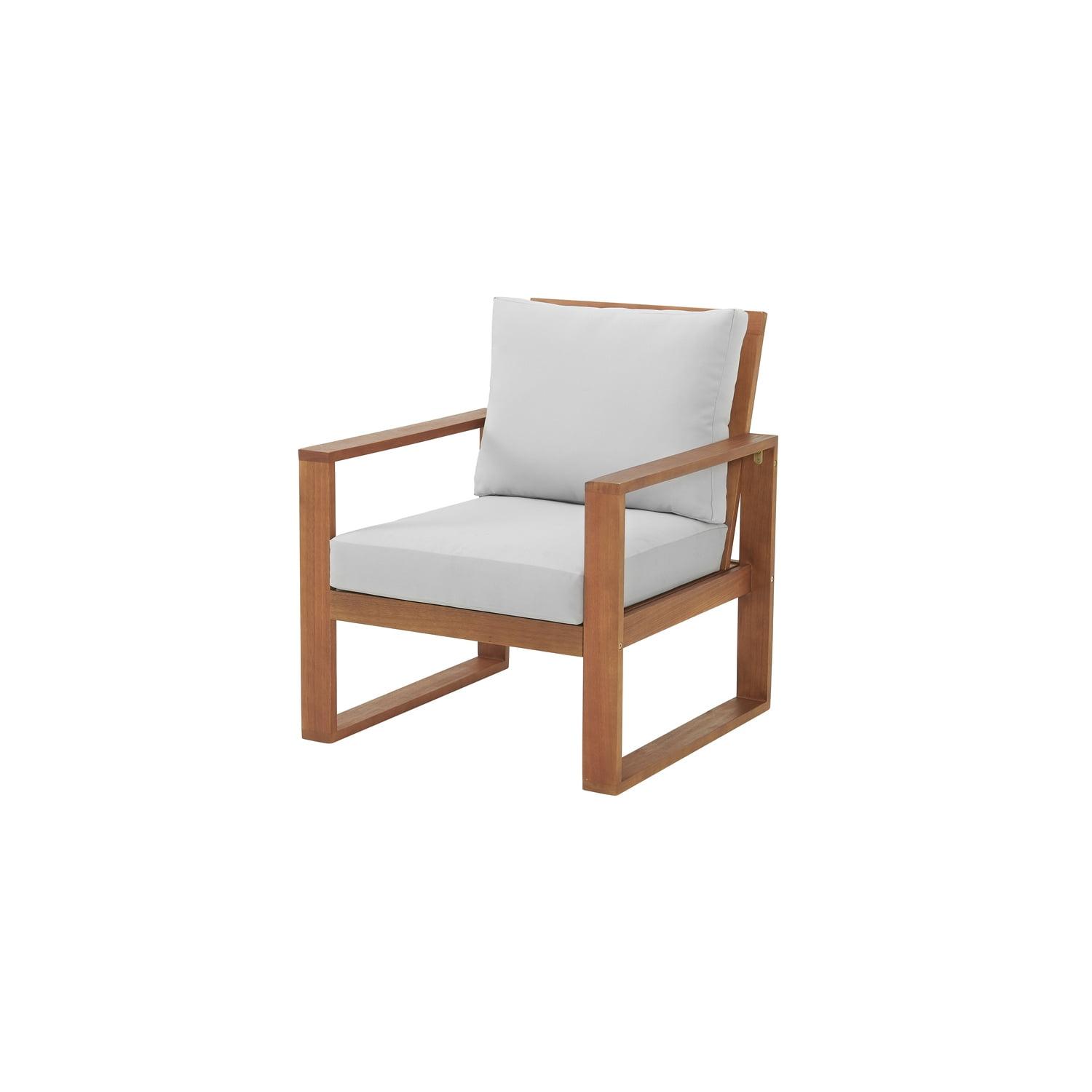 Weston 29"W 34"H Solid Eucalyptus Wood Patio Chair with Cushion