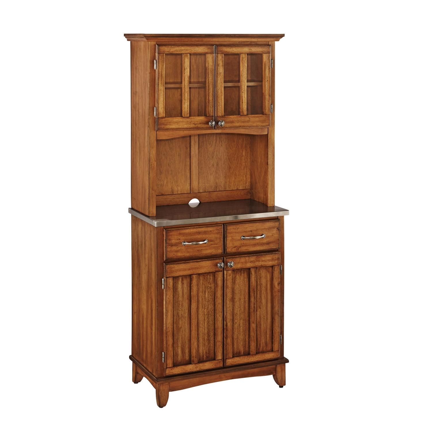 Small Buffet of Buffets Server with Hutch and Oak Top Oak - Homestyles: Traditional Storage, Glass Doors, Adjustable Shelves