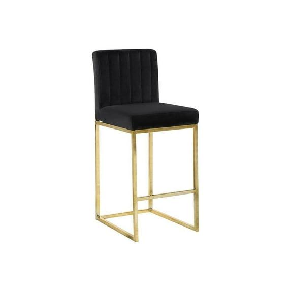 Meridian Furniture Giselle 26"H Velvet Counter Stool in Black